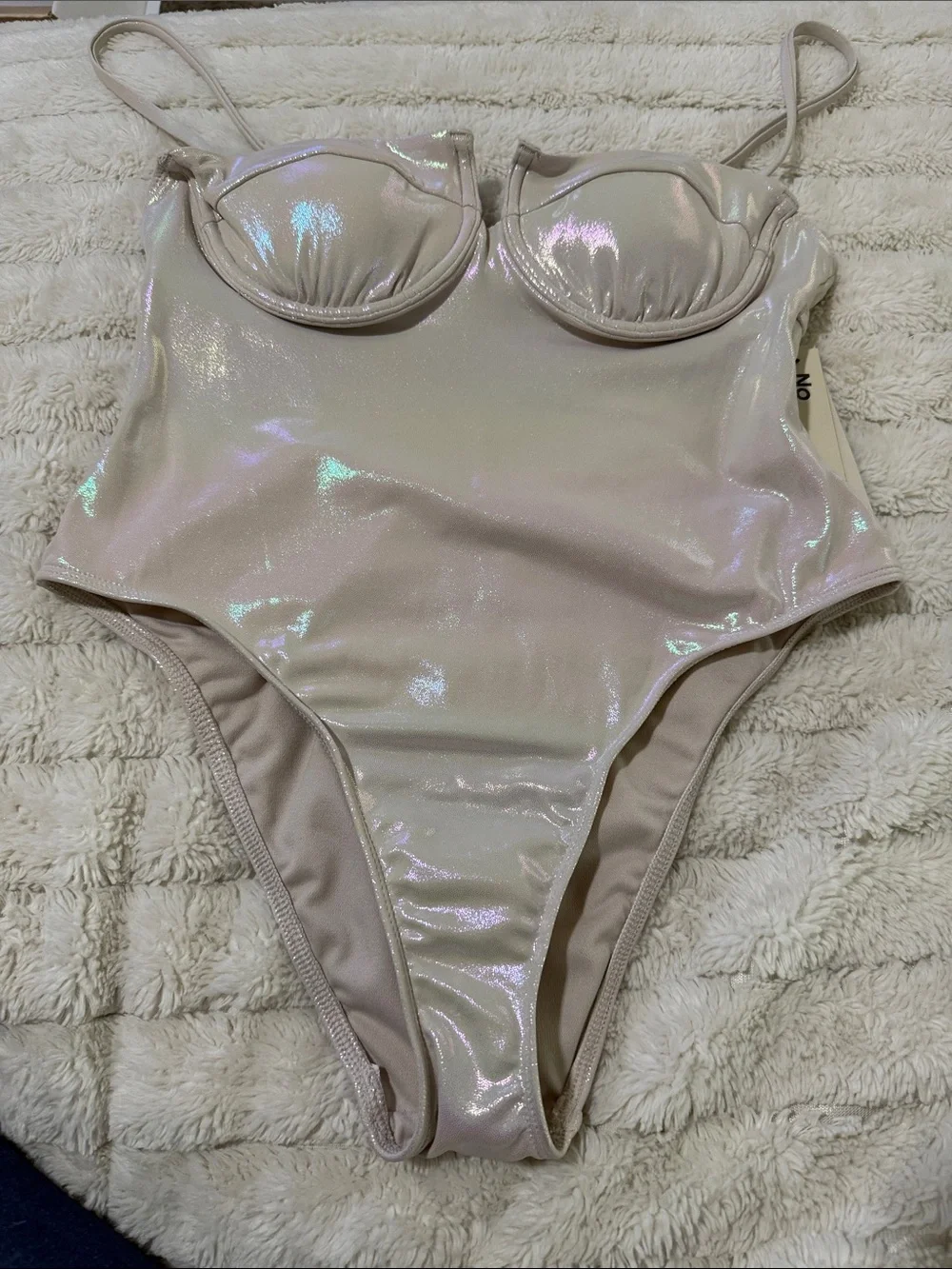 Iridescent High Leg One-Piece Swim suit with Underwire Cups